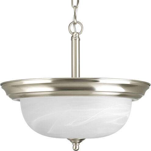 Dome Glass CTC 2 Light 13 inch Brushed Nickel Semi-Flush Mount Convertible Ceiling Light in Smooth Etched Alabaster