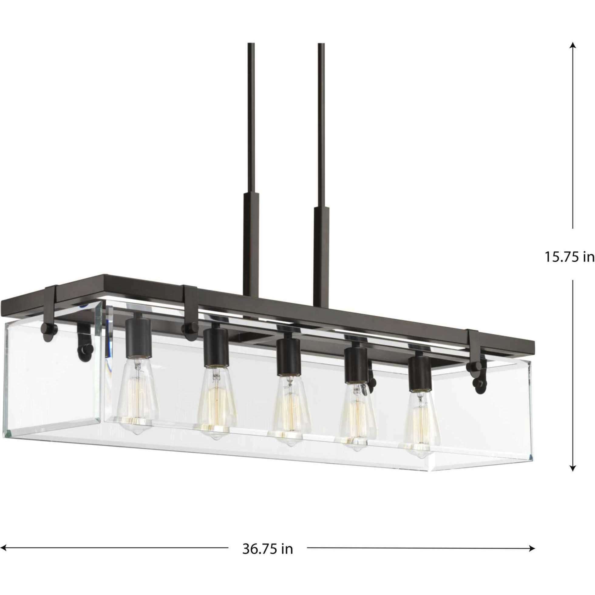 Glayse 5 Light 37 inch Antique Bronze Linear Chandelier Ceiling Light, Design Series