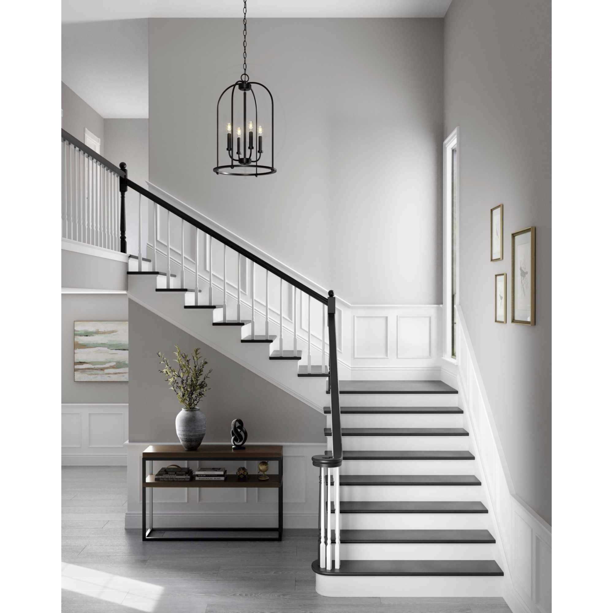 Leyden 4 Light 15 inch Matte Black Foyer Pendant Ceiling Light