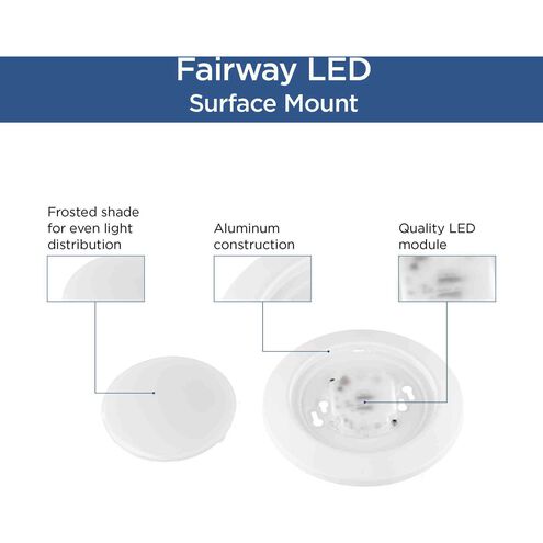 Fairway LED LED 7 inch Satin White Surface Mount Light Ceiling Light, Progress LED