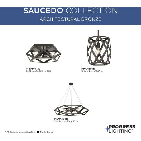 Saucedo 5 Light 24.5 inch Architectural Bronze Pendant Ceiling Light, Design Series