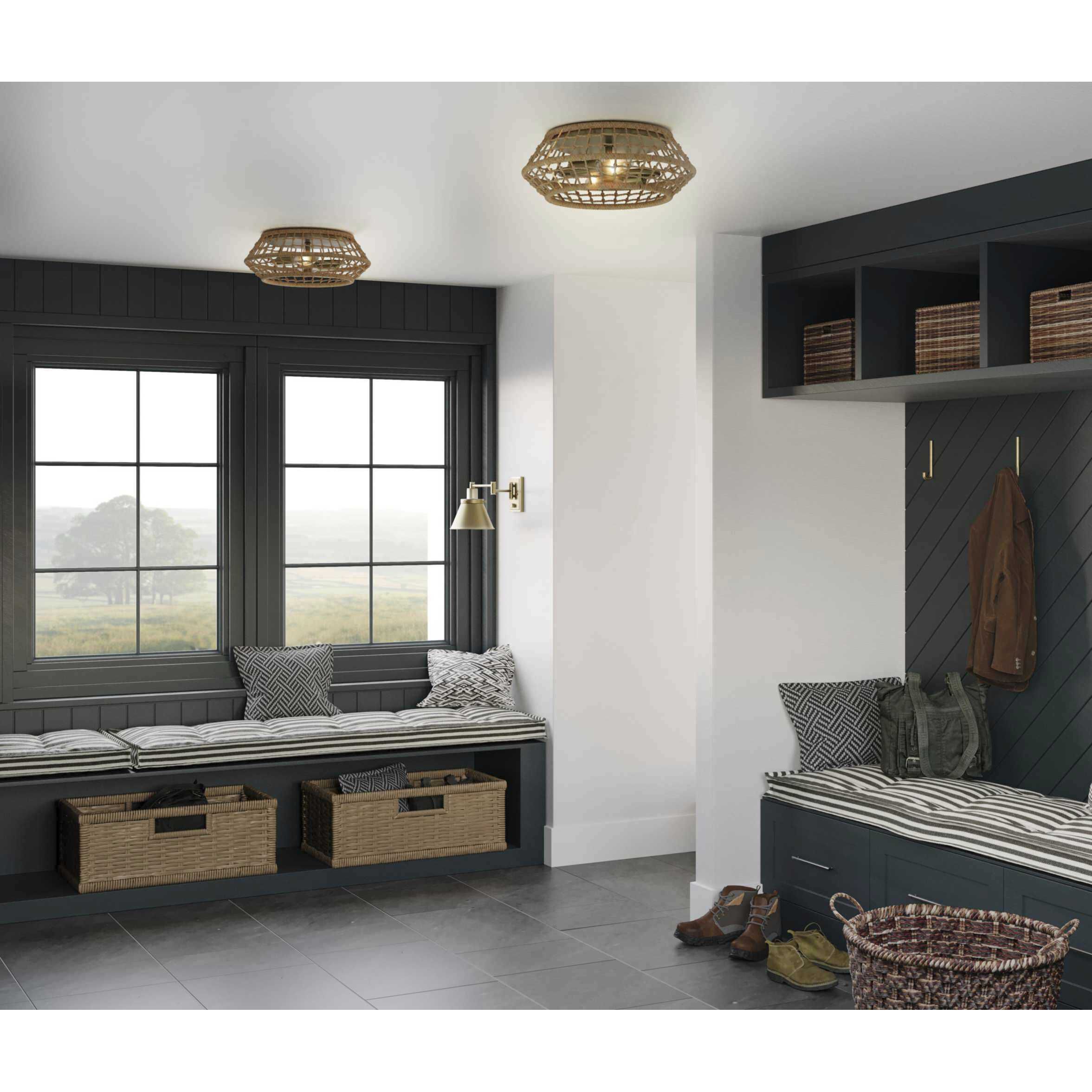 Hinton 12 inch 60.00 watt Vintage Brass Swing Arm Wall Light