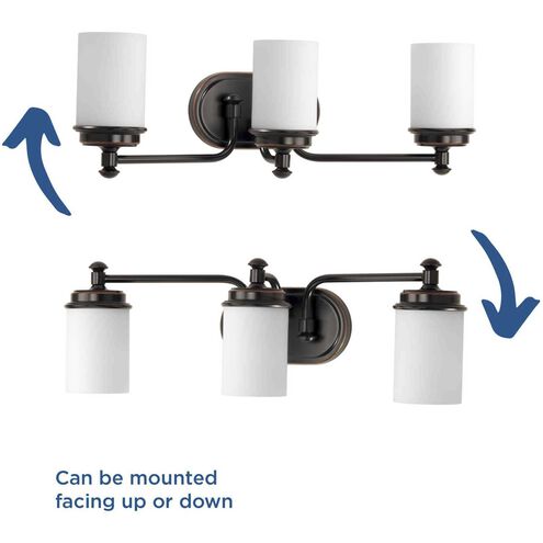 Glide 3 Light 24 inch Rubbed Bronze Bath Vanity Wall Light, Design Series