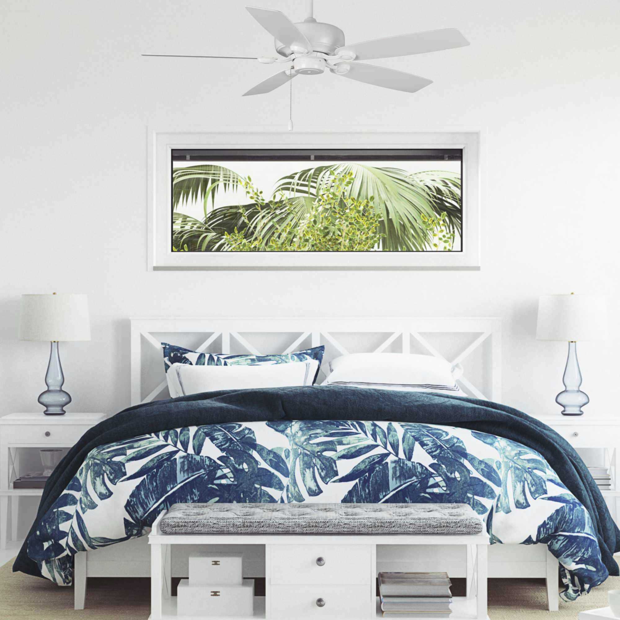 Edgefield 52 inch White with White/Driftwood Blades Ceiling Fan