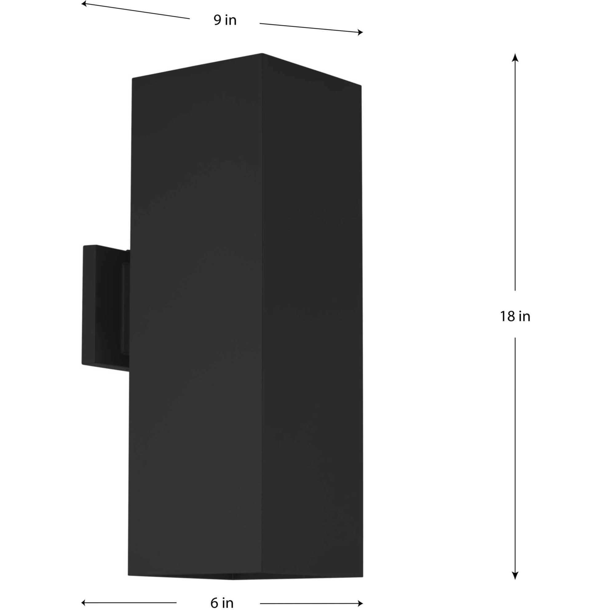 6IN CYL SQRS Up/Down Outdoor Wall Light in Black, Progress LED