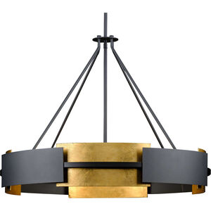 Lowery 6 Light 32 inch Textured Black Pendant Ceiling Light, Design Series