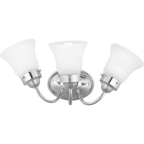 Fluted Glass 3 Light 16 inch Polished Chrome Bath Vanity Wall Light in Etched
