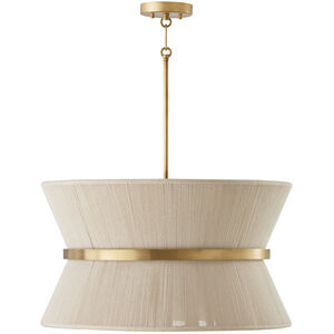 Cecilia 8 Light 24 inch Bleached Natural Rope and Patinaed Brass Pendant Ceiling Light