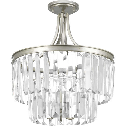 Glimmer 3 Light 16 inch Silver Ridge Semi-Flush Mount Convertible Ceiling Light, Design Series