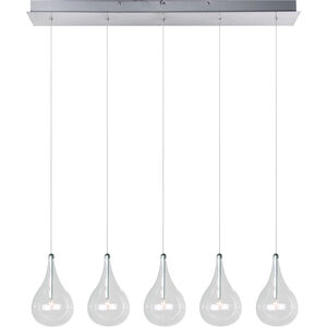Larmes 5 Light 30 inch Polished Chrome Linear Pendant Ceiling Light