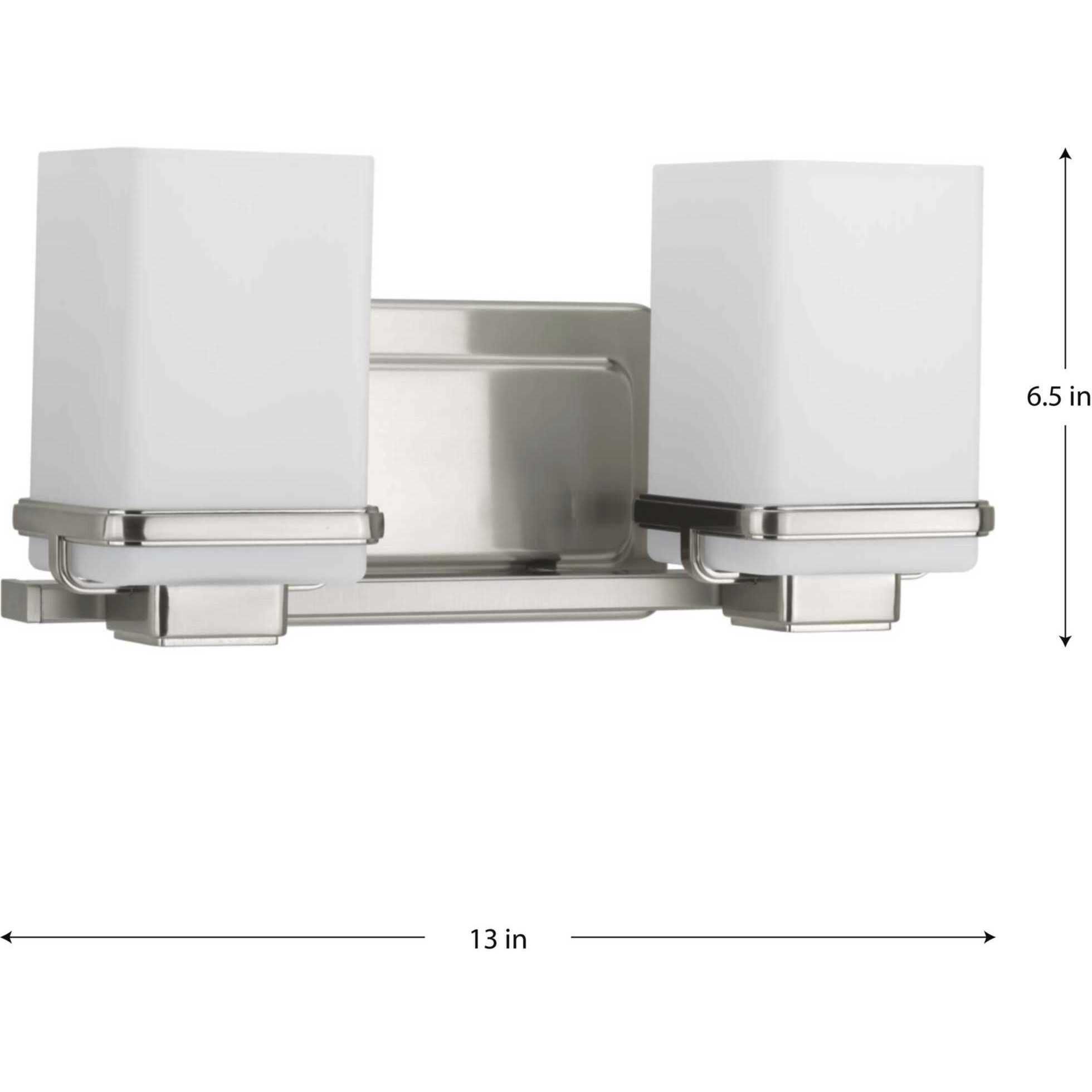 Metric 2 Light 13 inch Brushed Nickel Bath Vanity Wall Light, Design Series