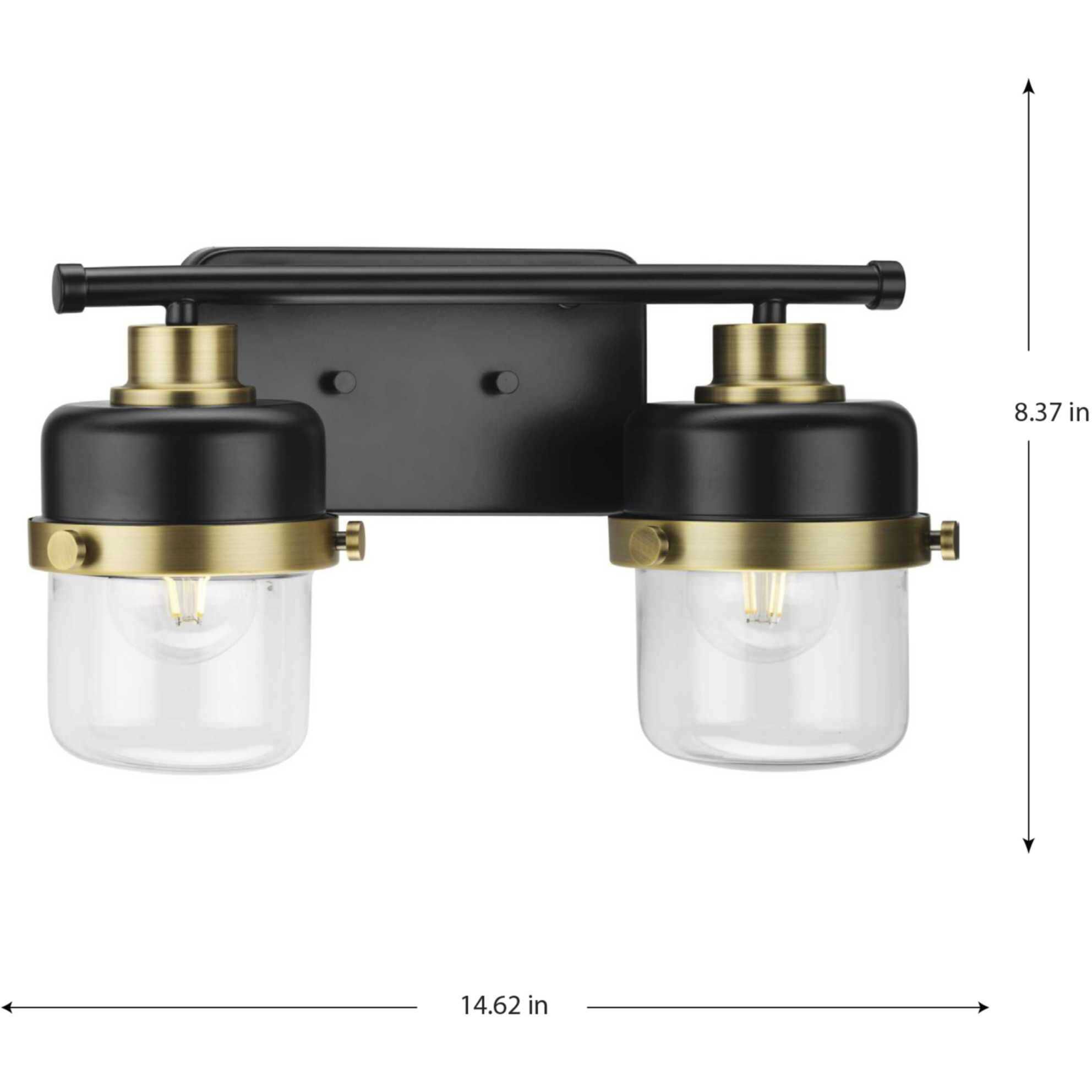 Beckner 2 Light 14.62 inch Matte Black Bath Light Wall Light