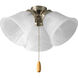 Universal 3 Light Brushed Nickel Fan Light Kit in Alabaster Glass