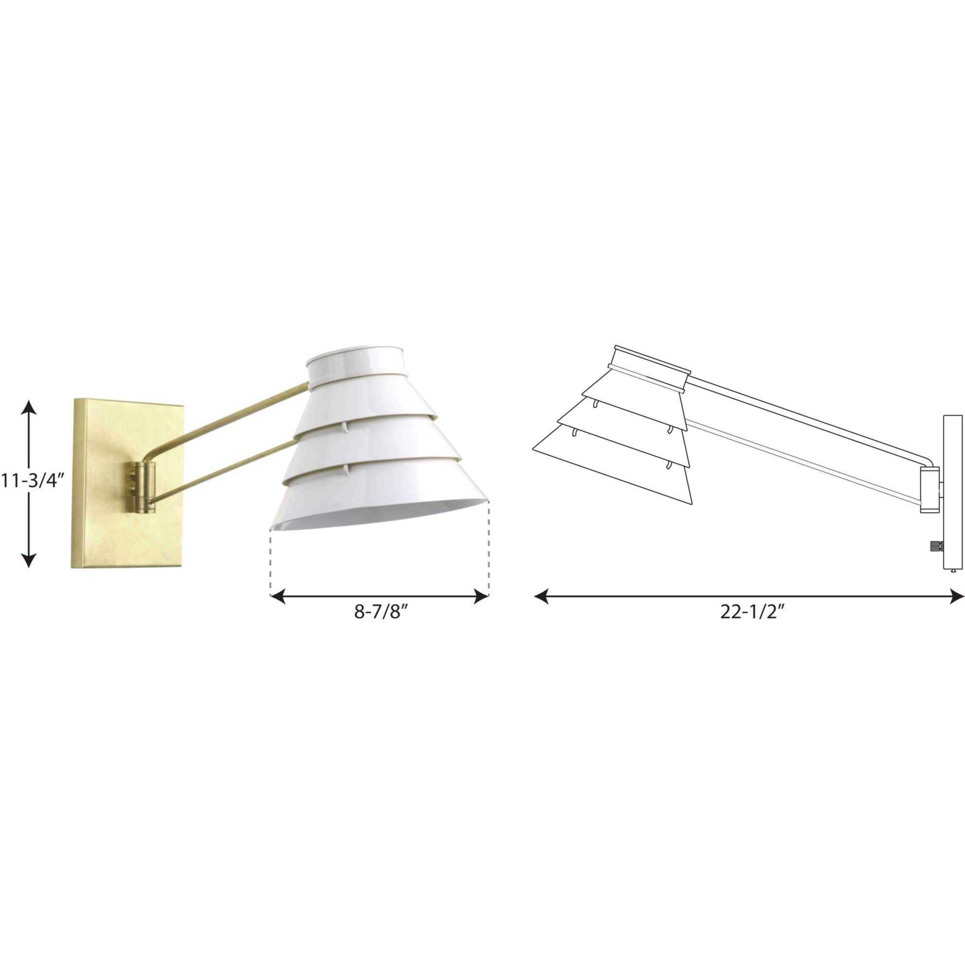 Point Dume™ Onshore 22.5 inch 60 watt Brushed Brass Swing Arm Wall Sconce Wall Light, Design Series