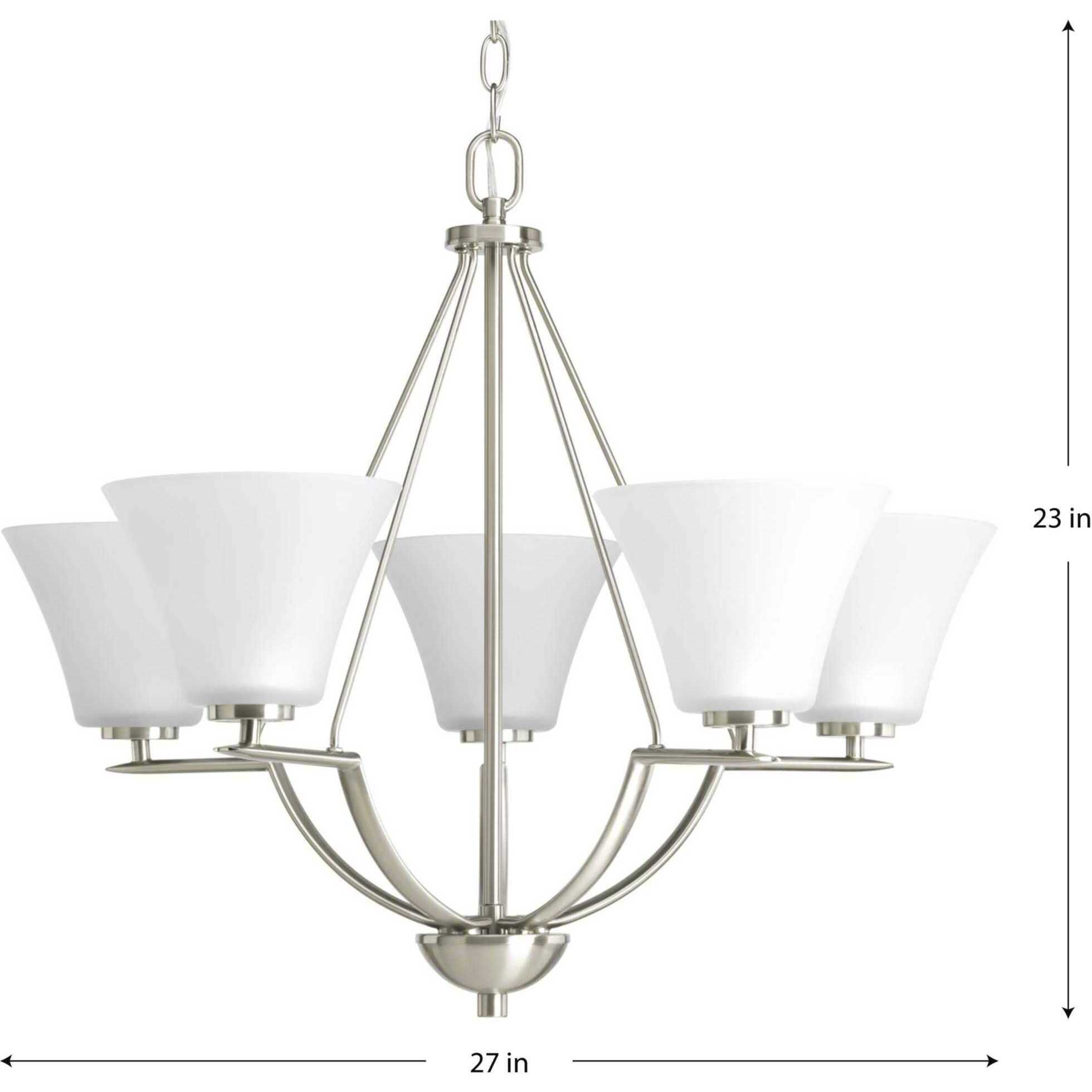 Bravo 5 Light 27 inch Brushed Nickel Chandelier Ceiling Light