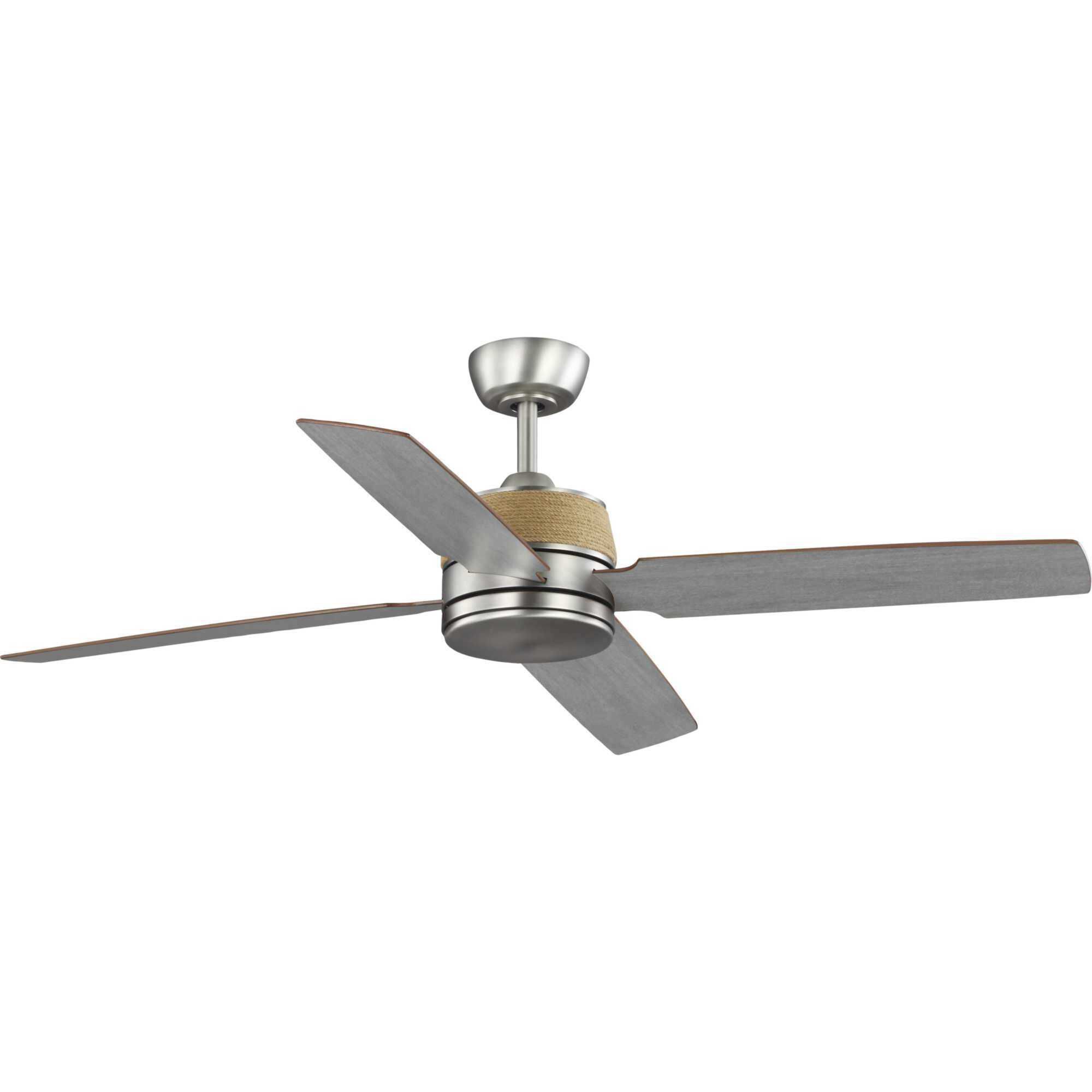 Shaffer II 56 inch Antique Nickel with Classic Walnut/Grey Weathered Wood Blades Ceiling Fan, Progress LED