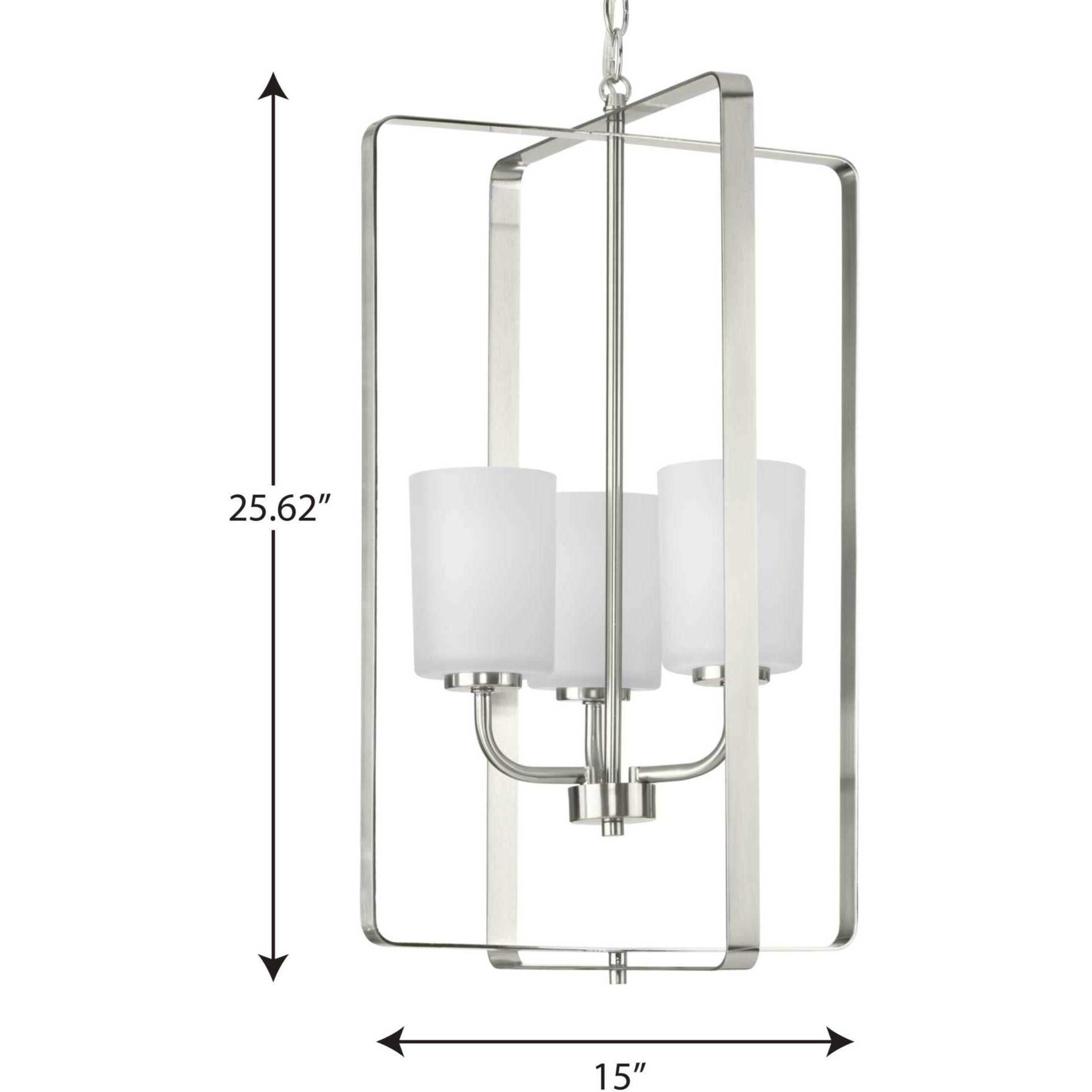 League 3 Light Brushed Nickel Foyer Chandelier Ceiling Light