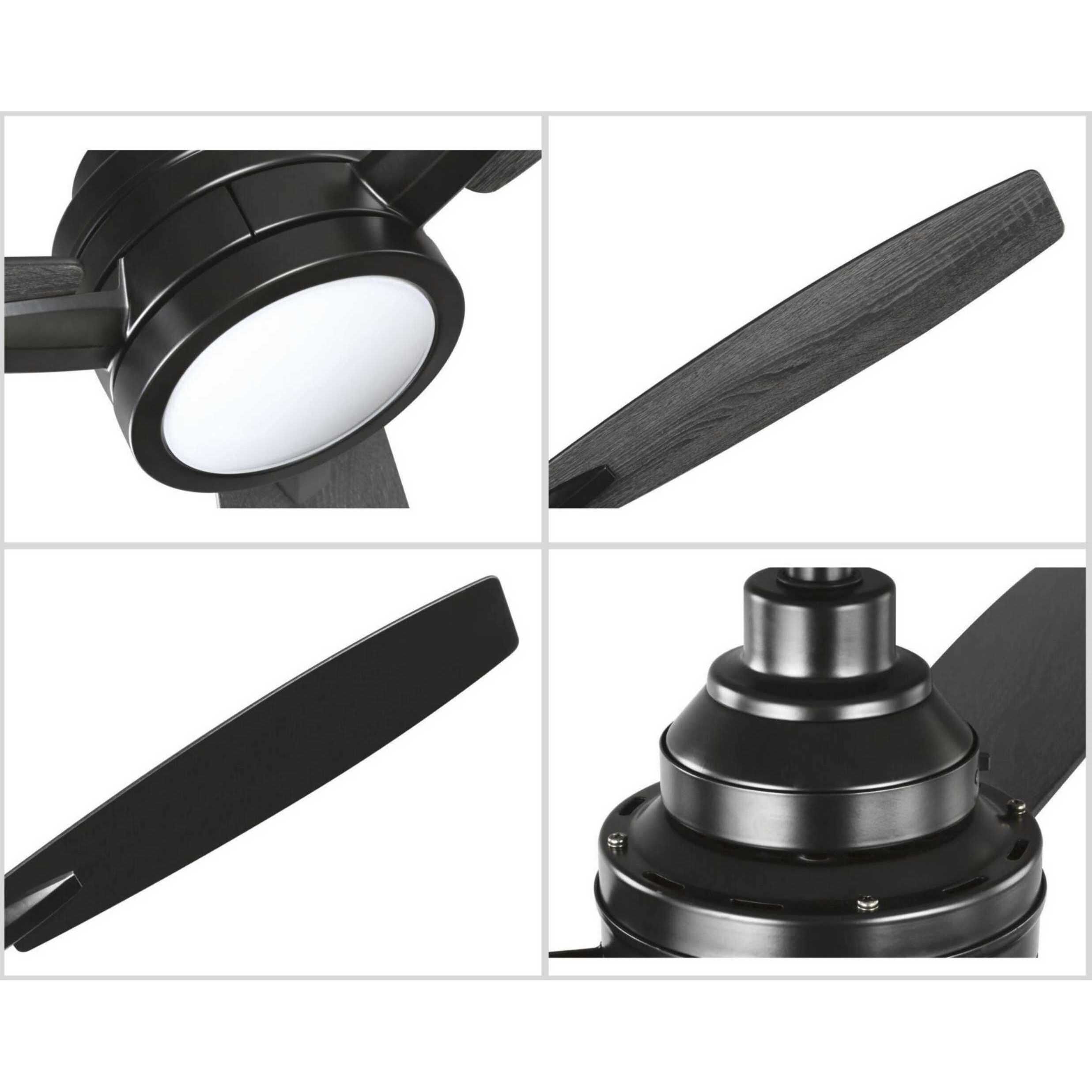 Gaze 60 inch Black with Distressed Ebony/Matte Black Blades Ceiling Fan, Progress LED