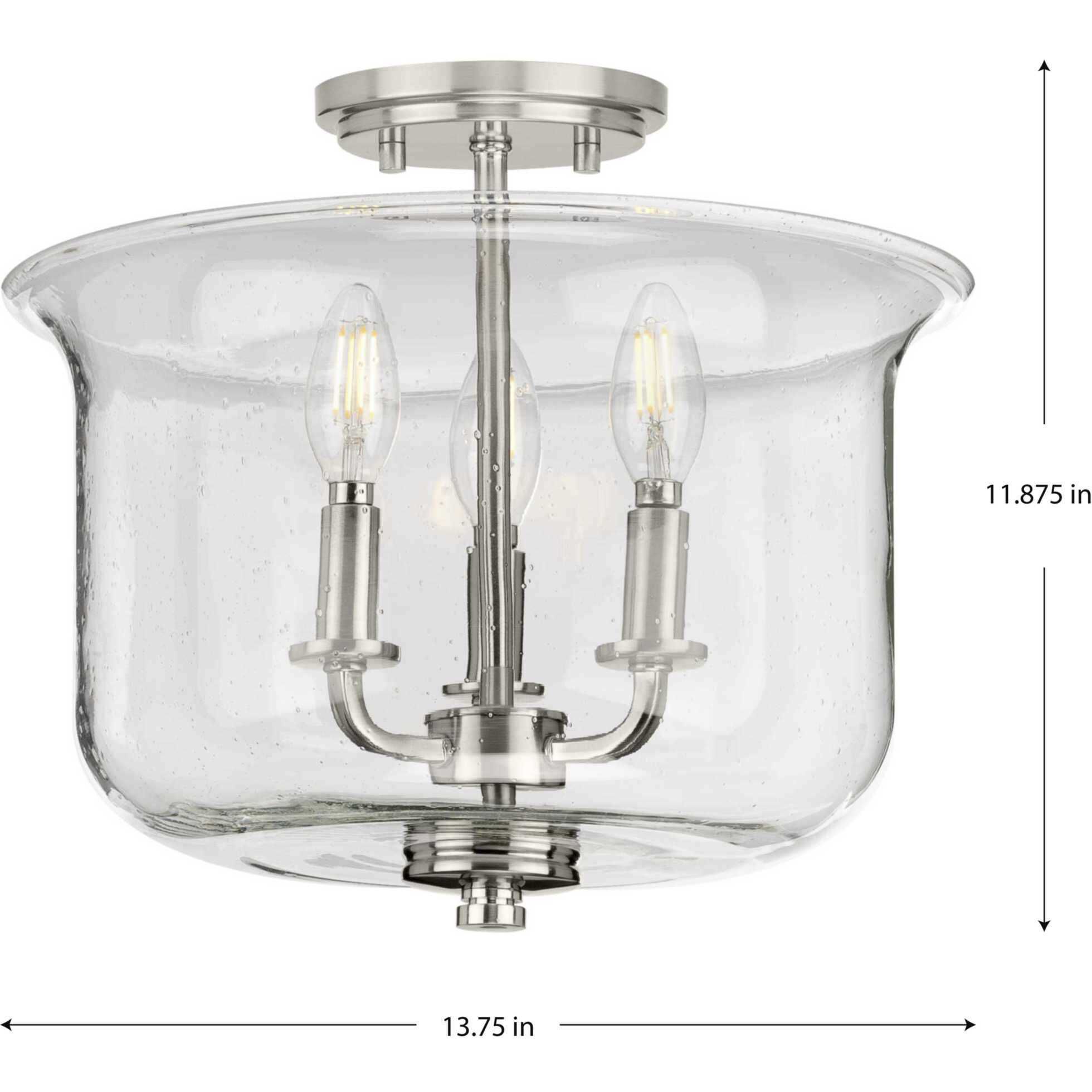 Winslett 3 Light 14 inch Brushed Nickel Semi-Flush Mount Convertible Ceiling Light