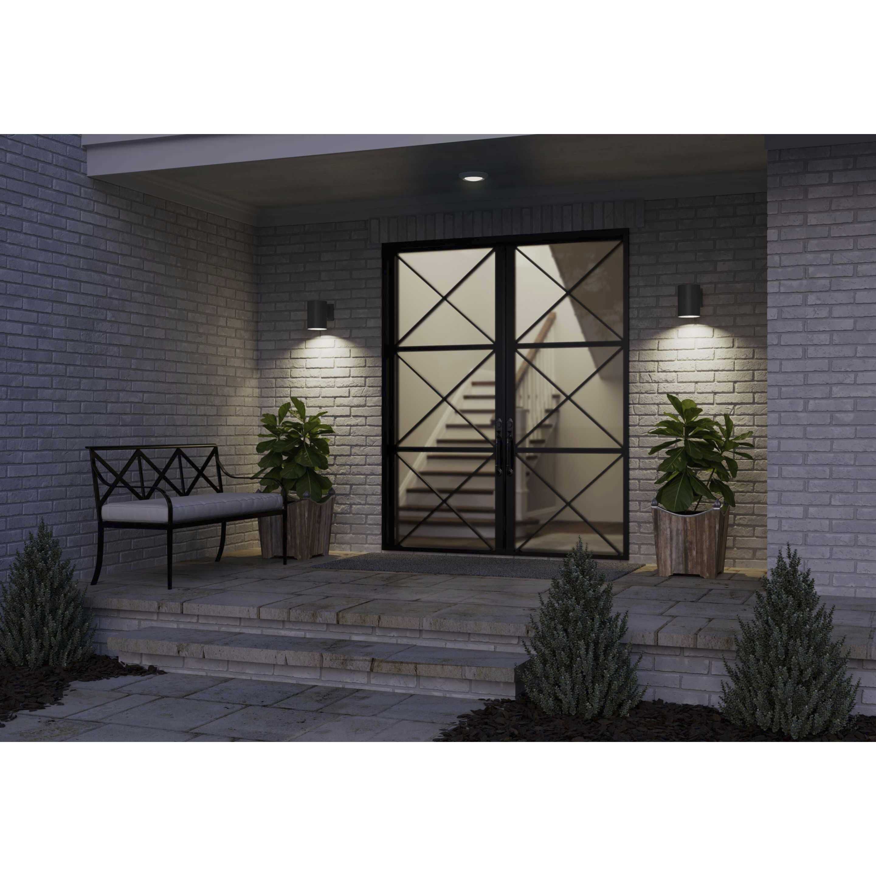 Cylinder Outdoor Wall Cylinder in Black, LED Lamping, Progress LED