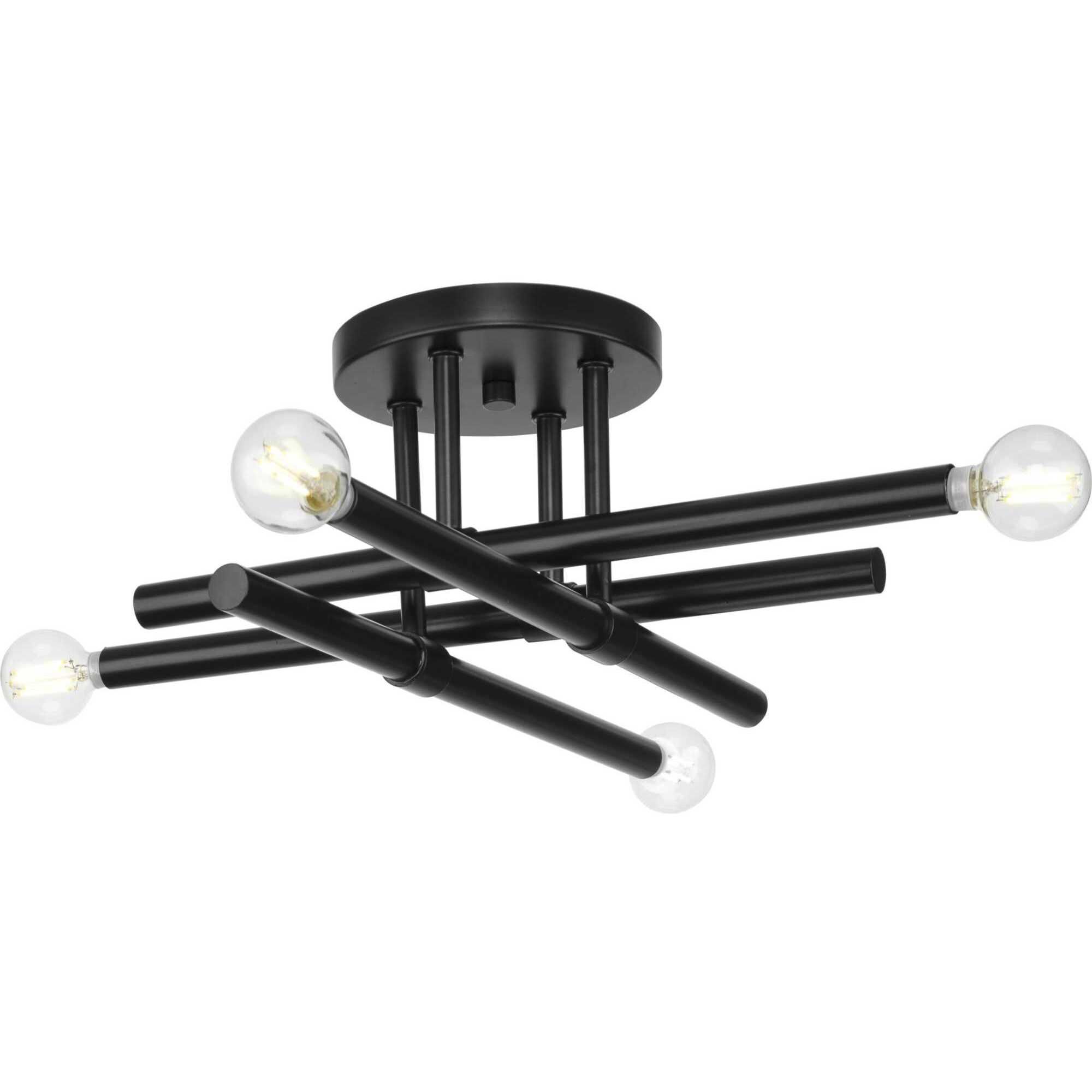 Arya 4 Light 20.12 inch Matte Black Semi-Flush Mount Ceiling Light, Design Series