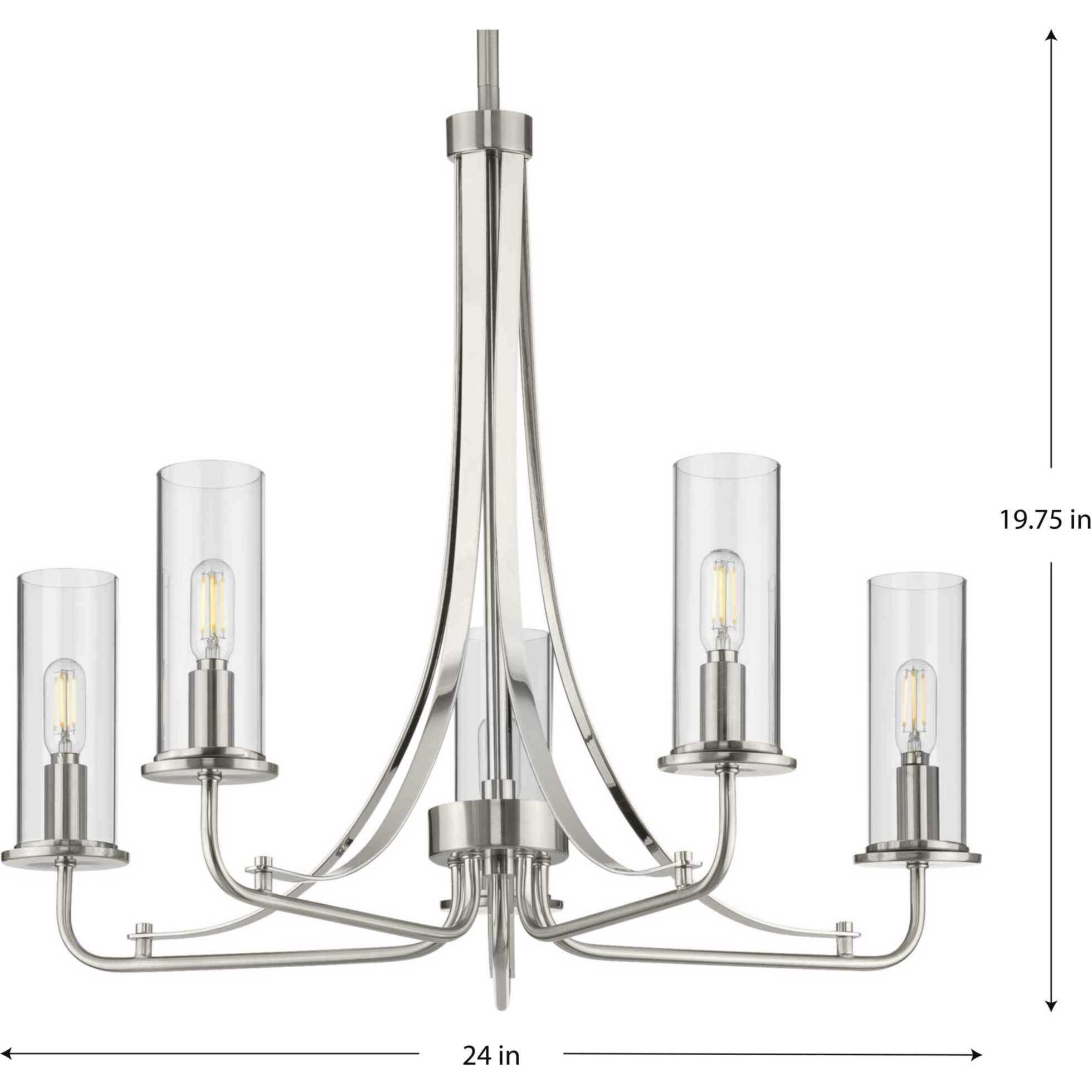 Riley 5 Light 24 inch Brushed Nickel Chandelier Ceiling Light