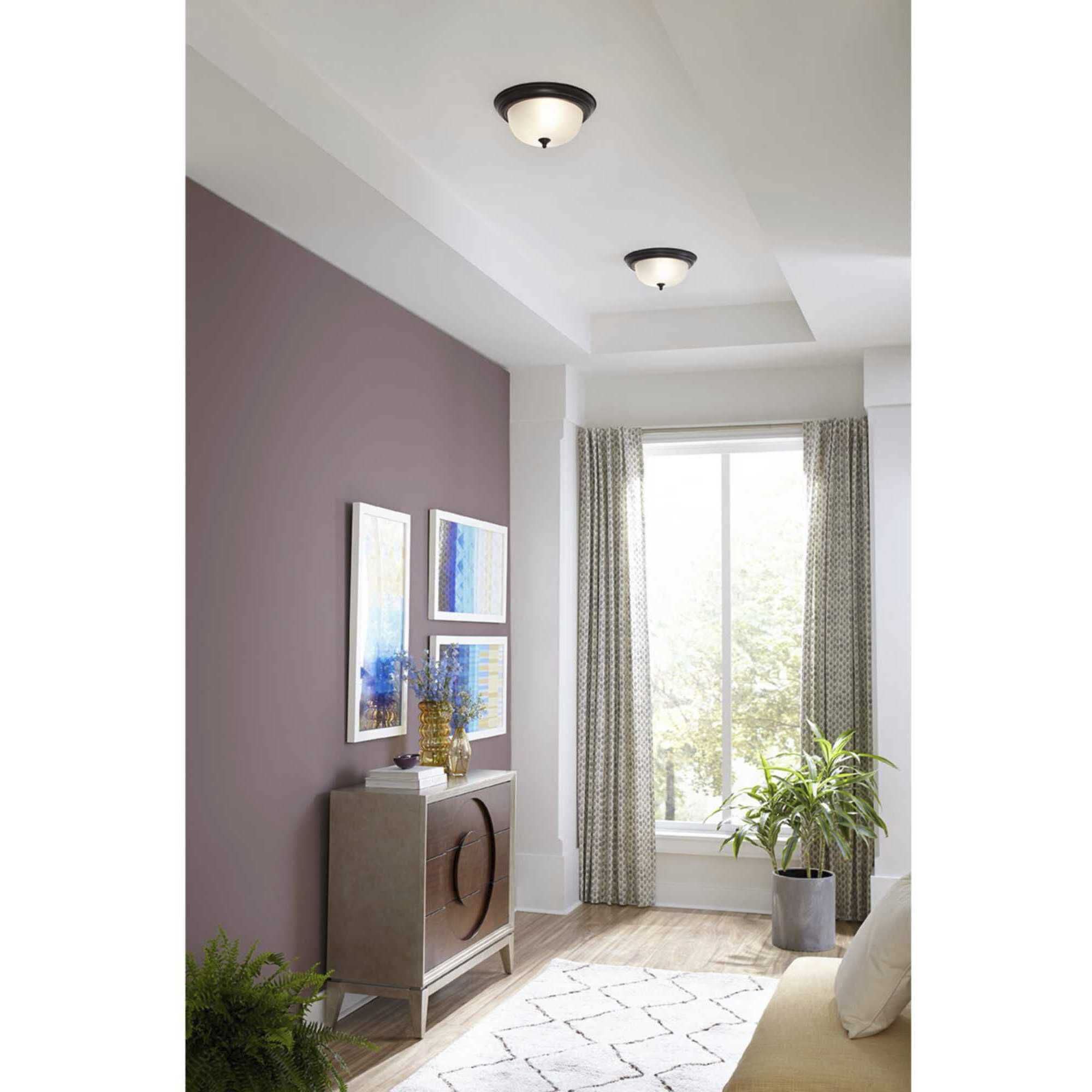 Dome Glass CTC 2 Light 13.25 inch Antique Bronze Flush Mount Ceiling Light in Etched