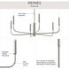 Reines 6 Light 32 inch Brushed Nickel Chandelier Ceiling Light