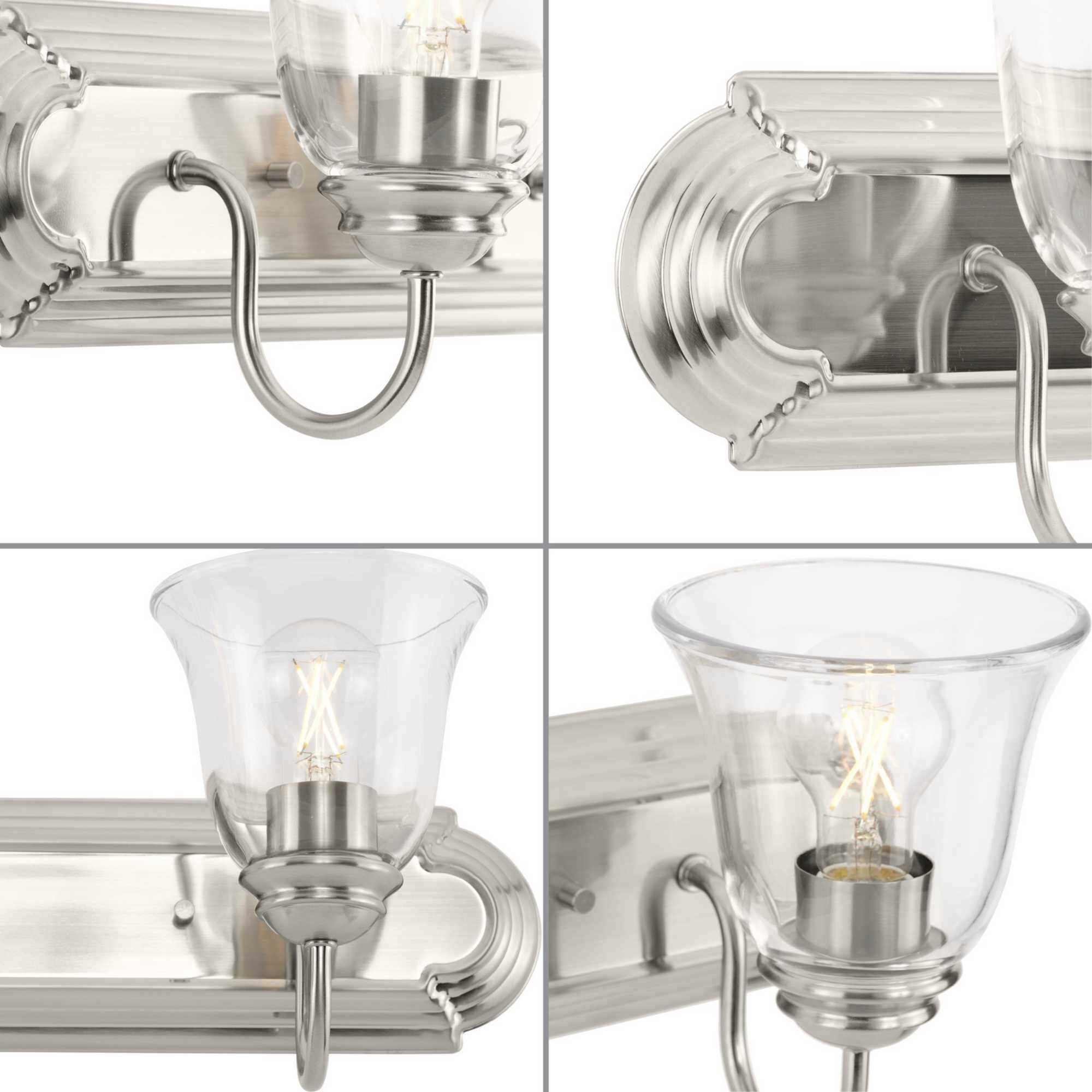 Clear Glass 2 Light 18 inch Brushed Nickel Vanity Light Wall Light