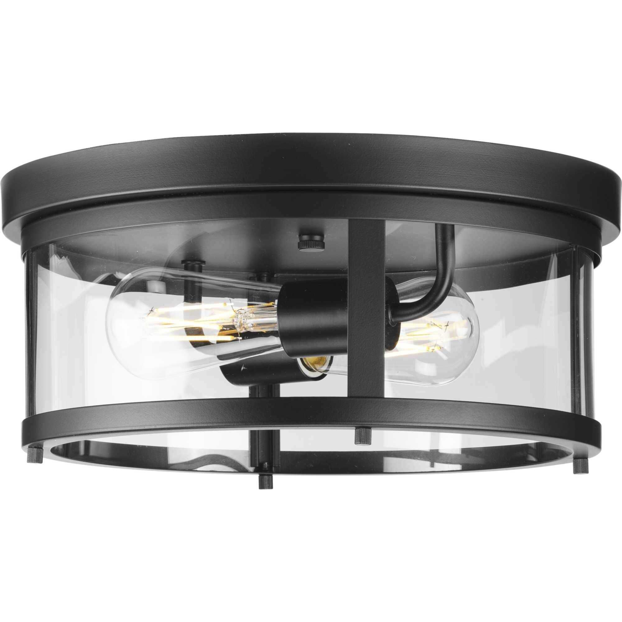 Gunther 2 Light 12.63 inch Matte Black Flushmount Ceiling Light