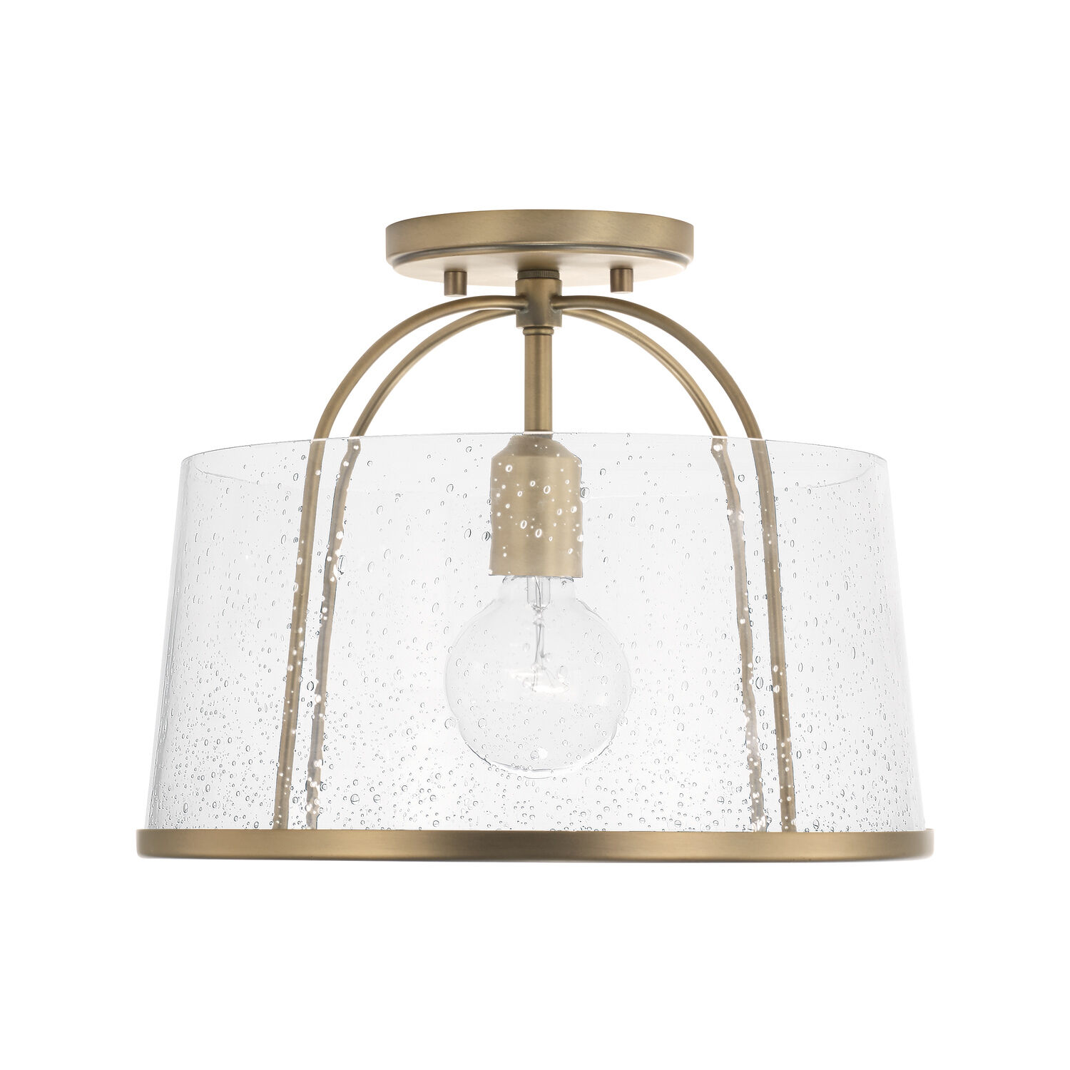 Madison 1 Light 13 inch Aged Brass Semi-Flush Mount Ceiling Light, Convertible Dual Mount