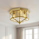 Beveled Glass 3 Light 9.75 inch Polished Brass Flush Mount Ceiling Light