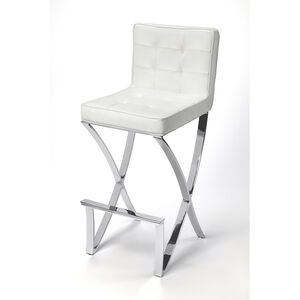 Butler Loft Darcy Chrome Plated Faux Leather 41 inch White Leather Barstool