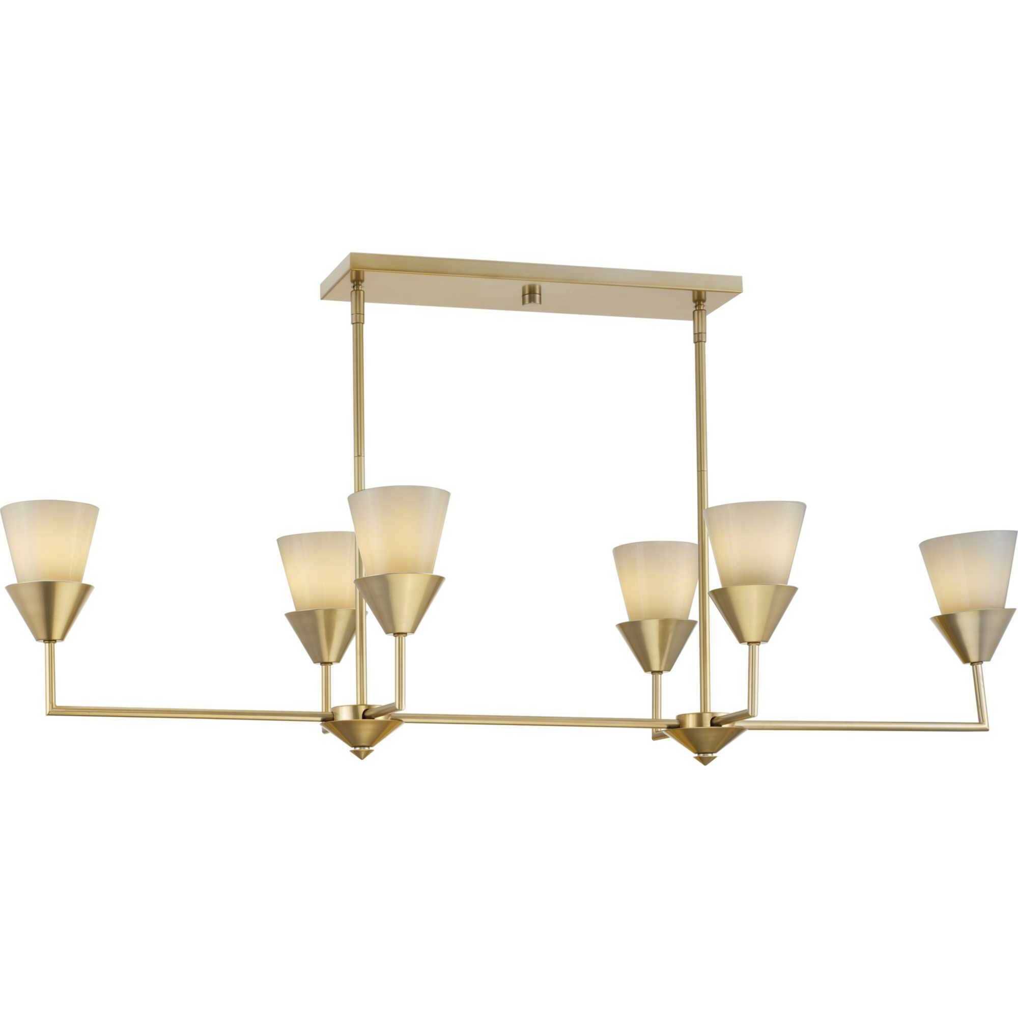 Pinellas 6 Light 50 inch Soft Gold Linear Chandelier Ceiling Light, Design Series