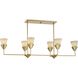 Pinellas 6 Light 50 inch Soft Gold Linear Chandelier Ceiling Light, Design Series