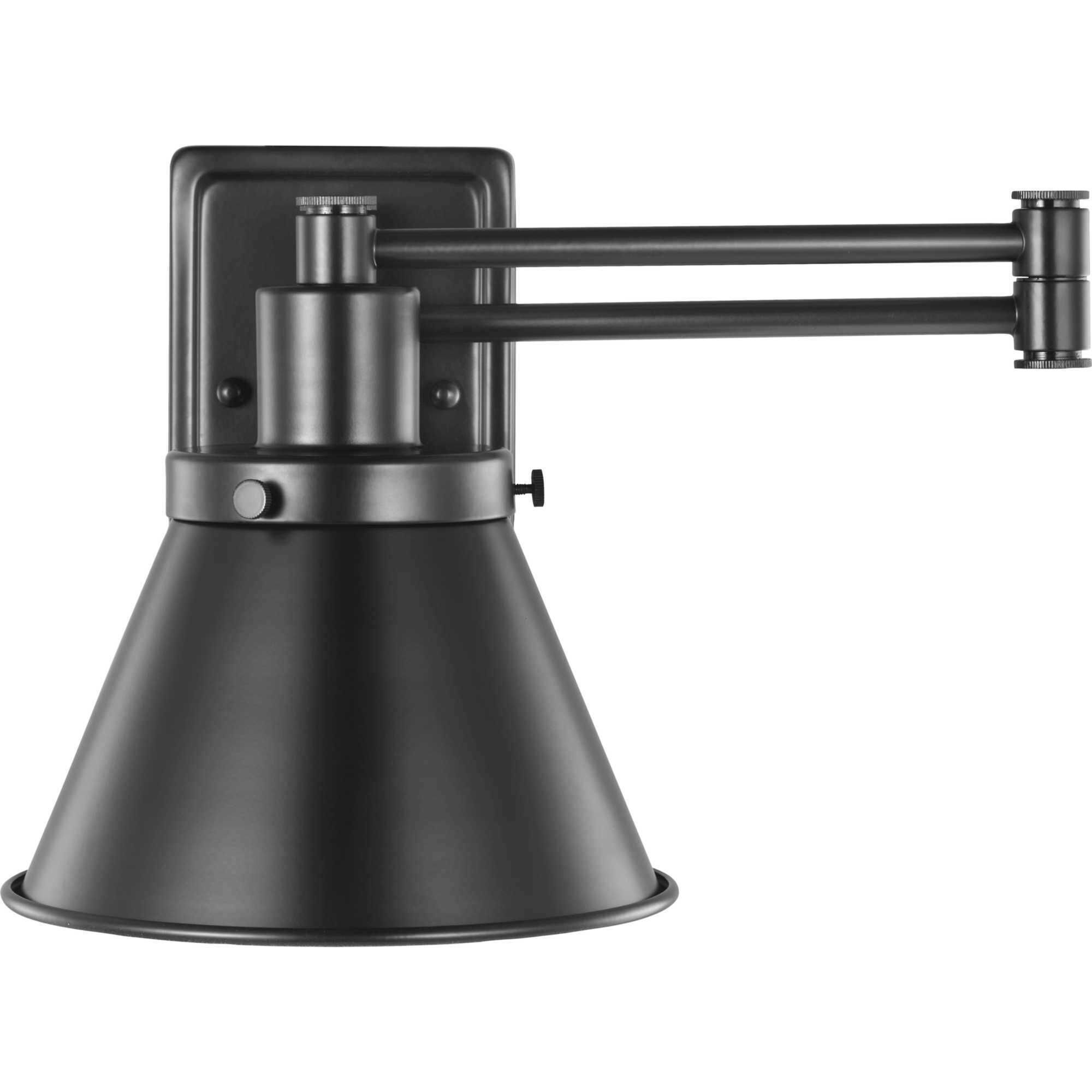 Hinton 12 inch 60.00 watt Matte Black Swing Arm Wall Light