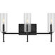 Elara 3 Light 22 inch Matte Black Bath Vanity Wall Light
