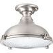 Fresnel Lens LED 12 inch Brushed Nickel Semi-Flush Mount Ceiling Light