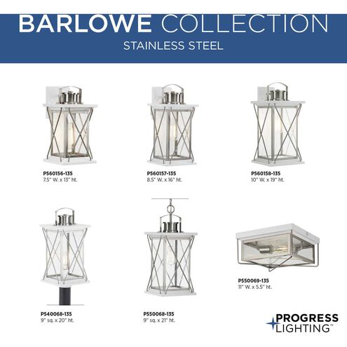 Barlowe 1 Light 16 inch Stainless Steel Outdoor Wall Lantern, Medium
