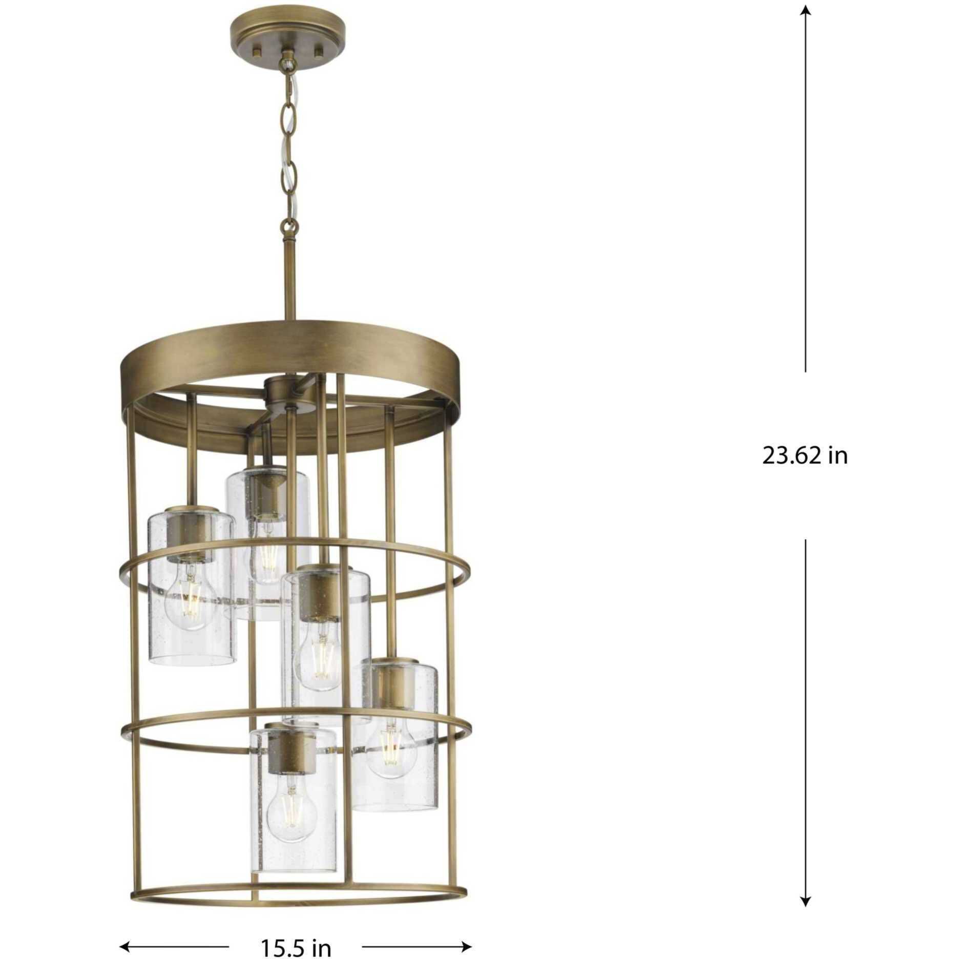 Burgess 5 Light 15.5 inch Aged Bronze Foyer Light Ceiling Light, Design Series