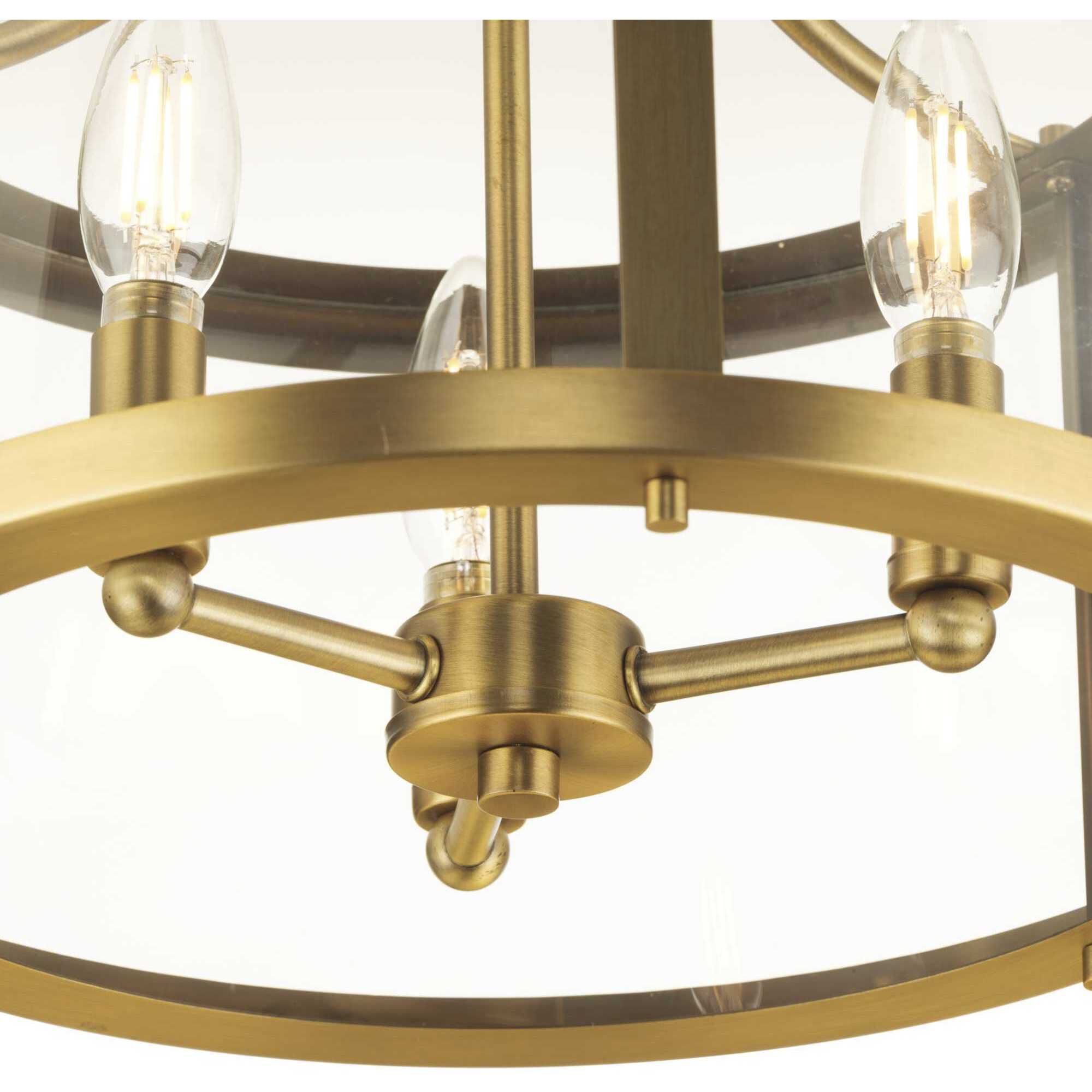 Gilliam 3 Light 13 inch Vintage Brass Semi-Flush Mount Ceiling Light