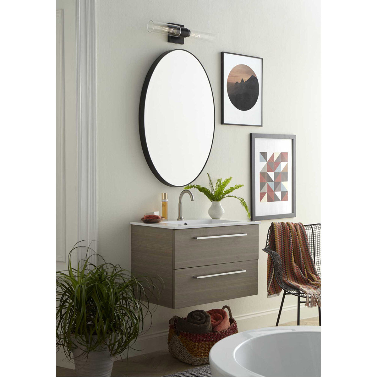 Clarion 2 Light 20 inch Matte Black Bath Vanity Wall Light