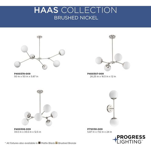Haas 6 Light 50 inch Brushed Nickel Chandelier Ceiling Light, Design Series
