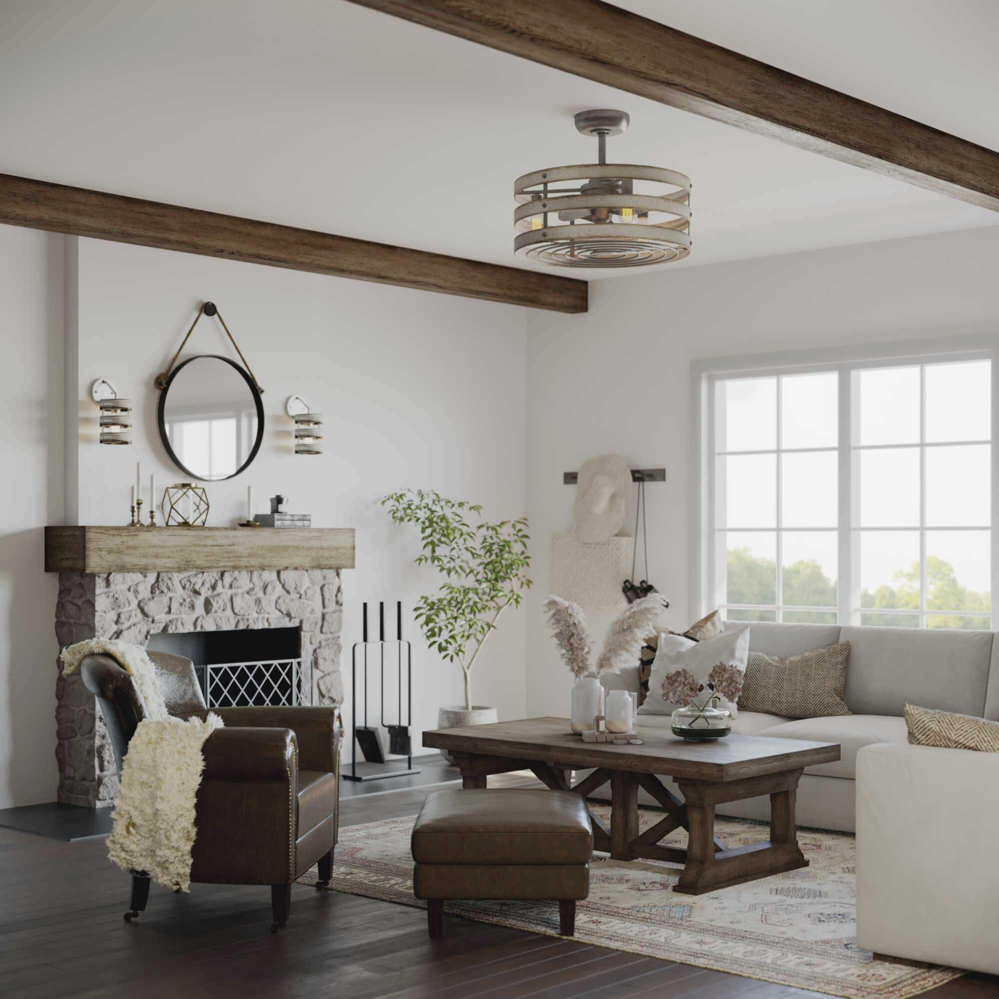 Gulliver 23 inch Galvanized with Galvanized Finish Blades Fandelier