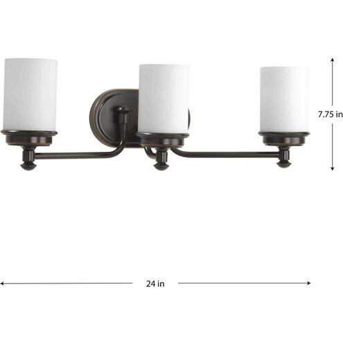 Glide 3 Light 24 inch Rubbed Bronze Bath Vanity Wall Light, Design Series