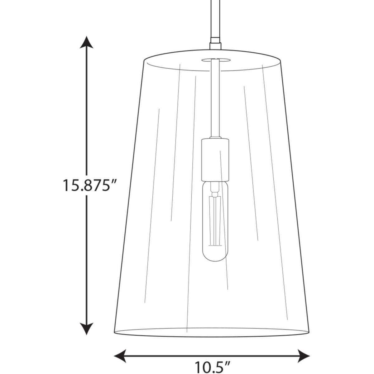 Clarion 1 Light Polished Nickel Pendant Ceiling Light, Medium