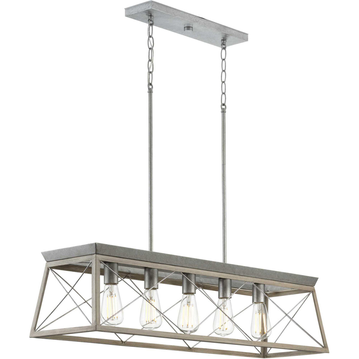 Briarwood 5 Light 38 inch Galvanized Linear Chandelier Ceiling Light