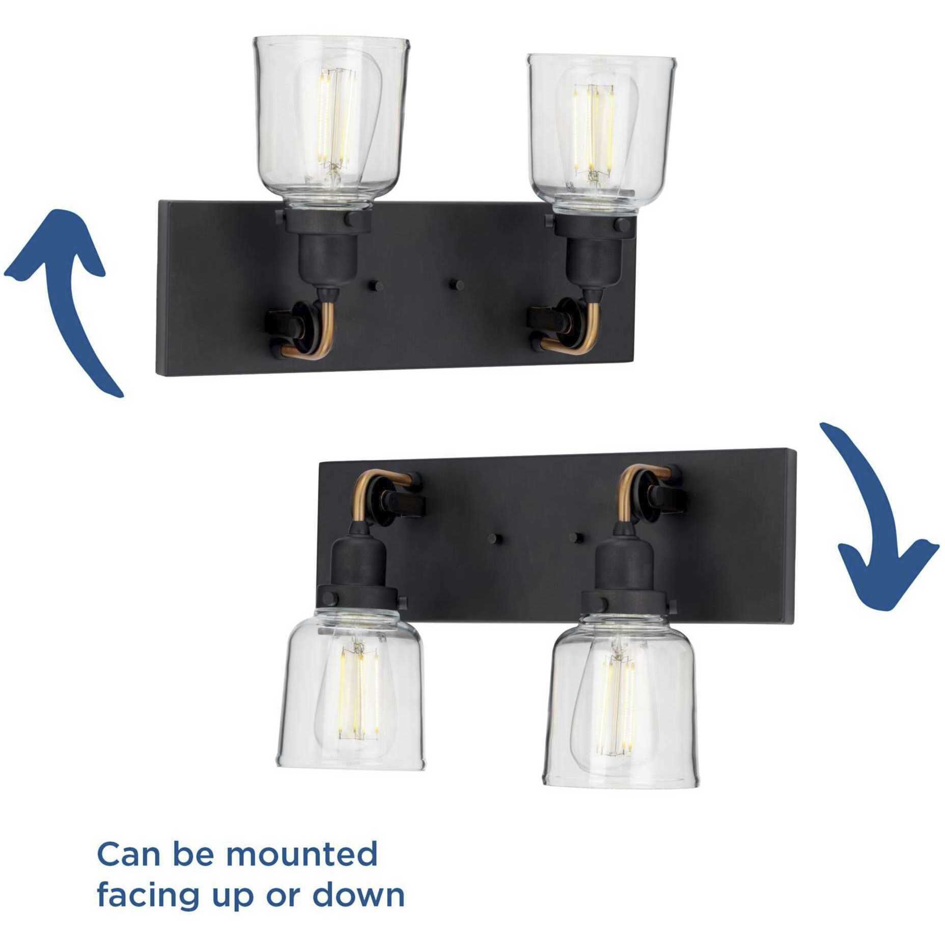 Rushton 2 Light 16 inch Graphite Bath Vanity Wall Light