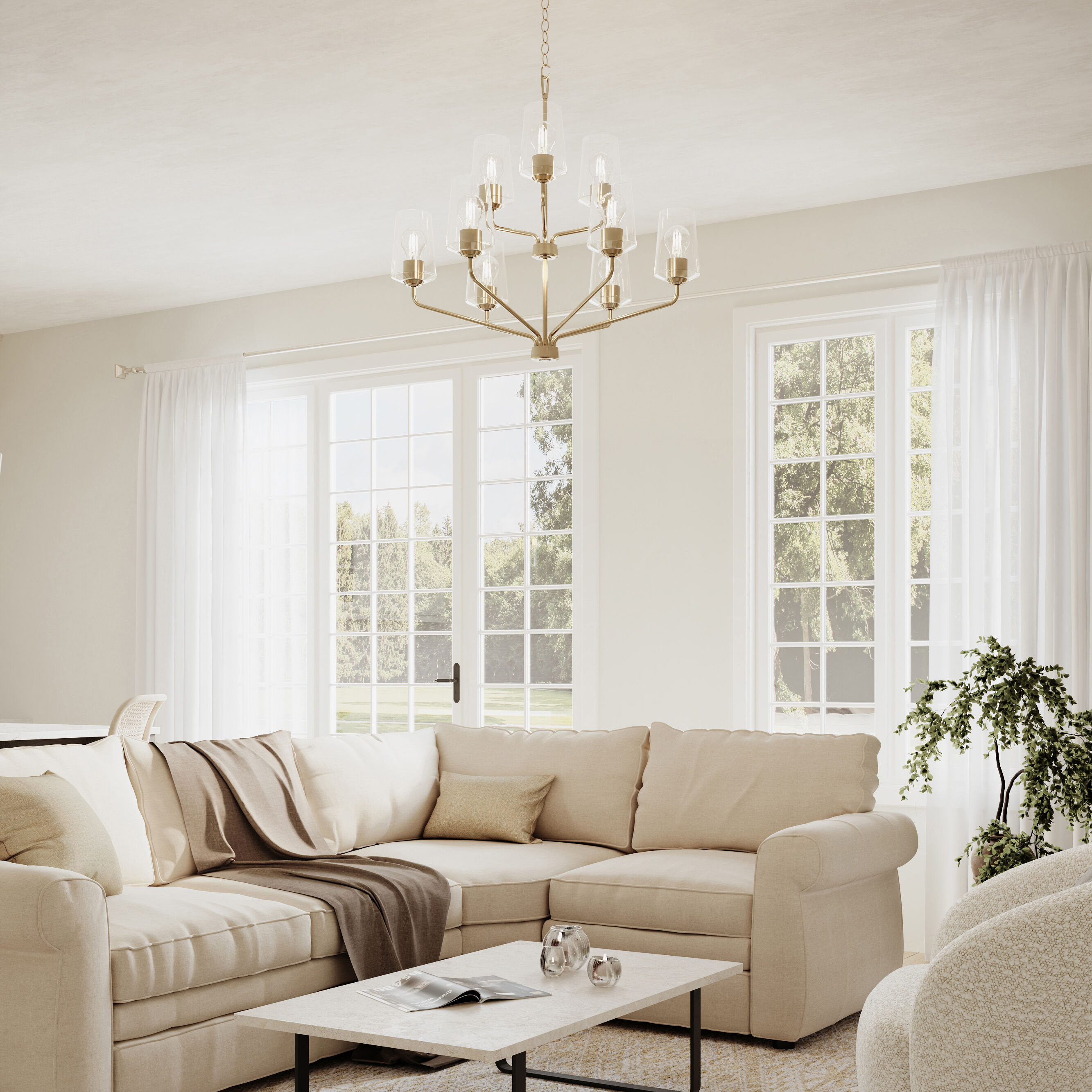 Celino 9 Light 32 inch Champagne Bronze Chandelier Ceiling Light