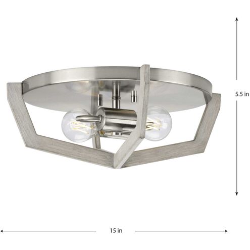 Galloway 2 Light 15 inch Brushed Nickel Flush Mount Ceiling Light